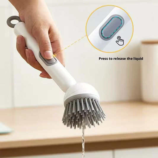 Kitchen Cleaning Adjustable Handle Brush With Soap Dispenser
