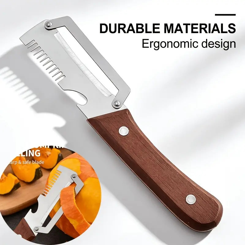 Multifunctional Fruit & Vegetable Peeler With Wooden Handle |