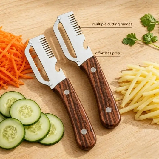 Multifunctional Fruit & Vegetable Peeler With Wooden Handle |