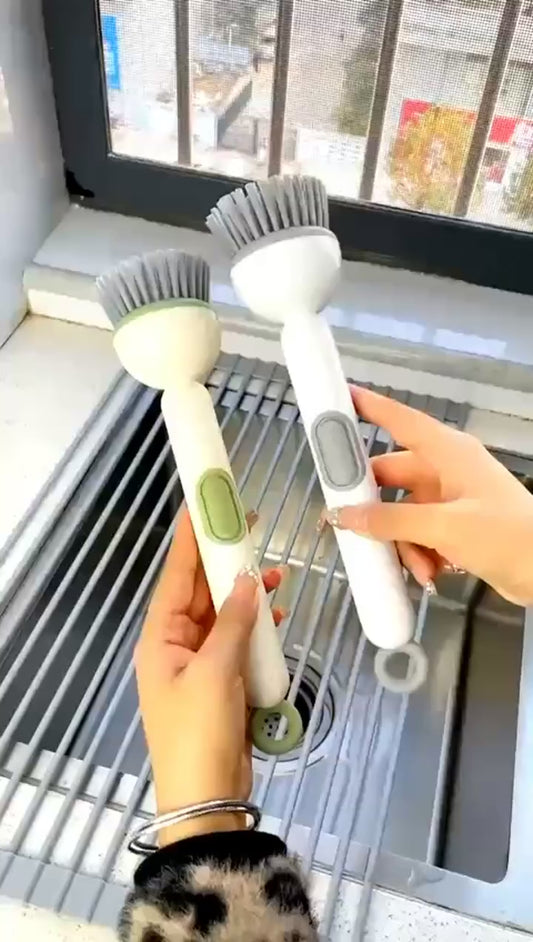 Kitchen Cleaning Adjustable Handle Brush With Soap Dispenser